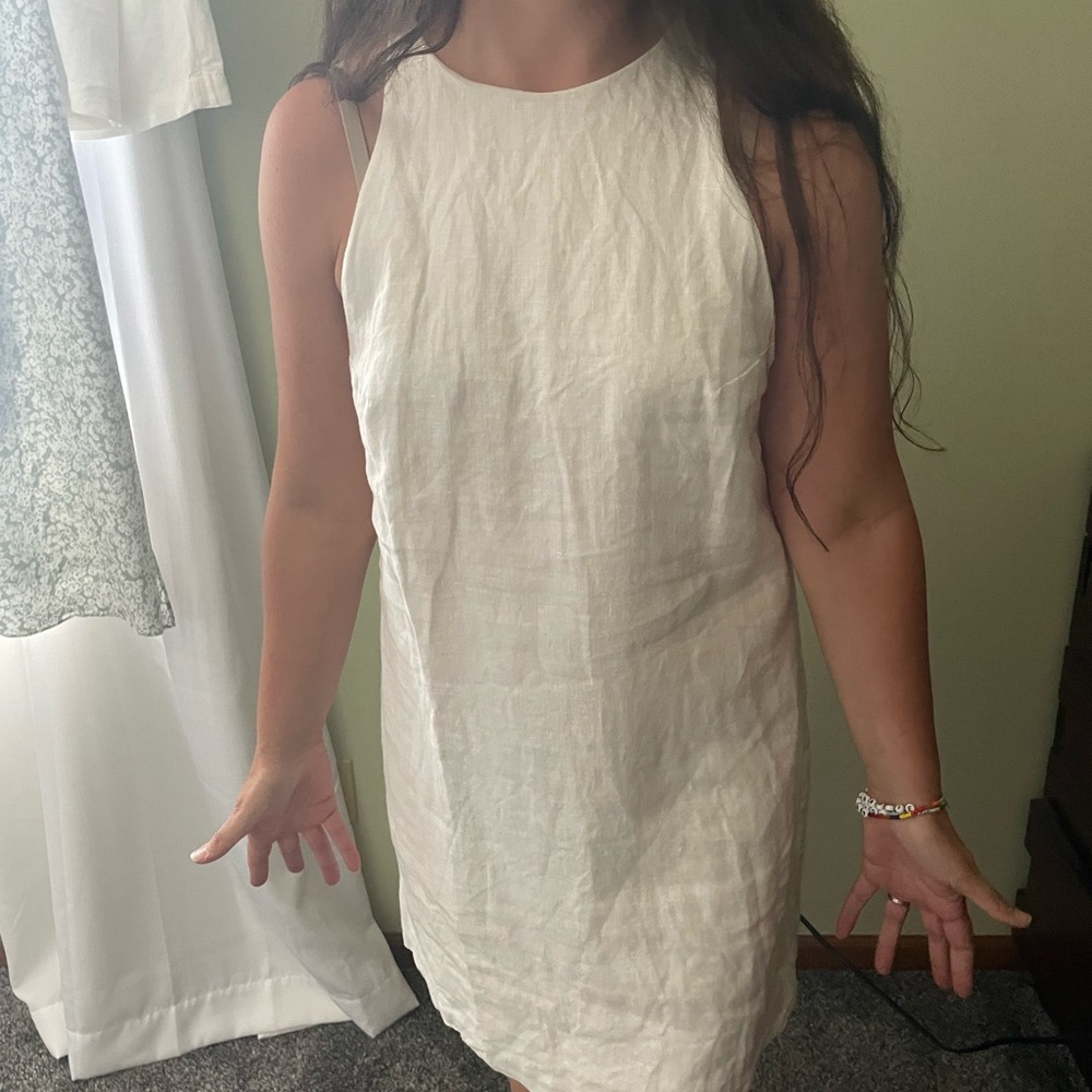 & Other Stories Linen Ivory Sleeveless Mini Dress
